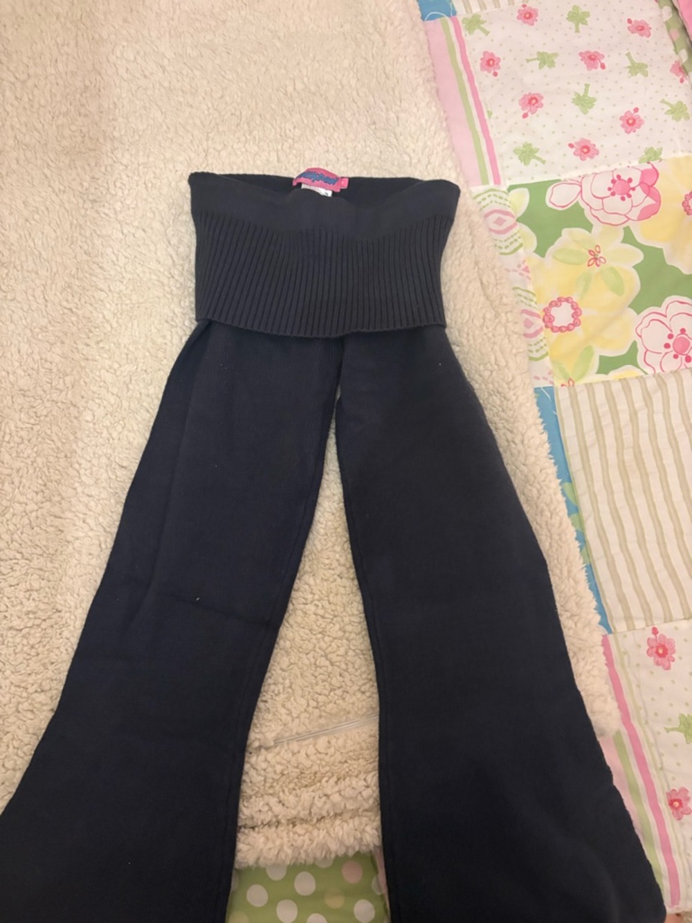 Edikted Black Foldover Waist Boot Cut Pants
